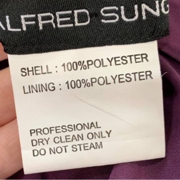 Alfred Sung Mikado 3/4 Sleeve V-Neck‎ Maxi Dress Purple Size 8 Bridesmaid - Picture 4 of 10